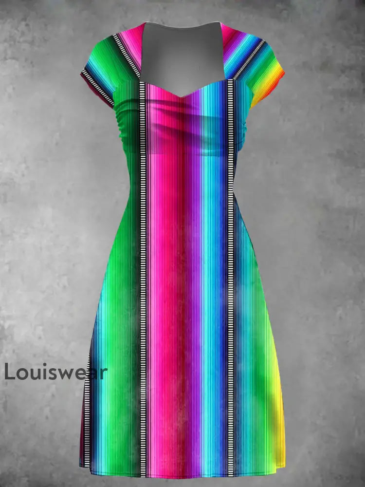 Damen Cinco De Mayo Bedrucktes Langarm-Midi kleid bunt / S