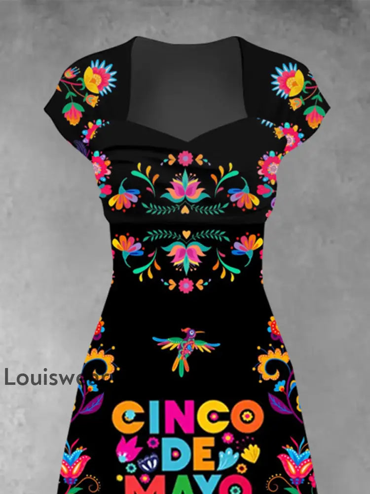 Damen Cinco De Mayo Print Kleid