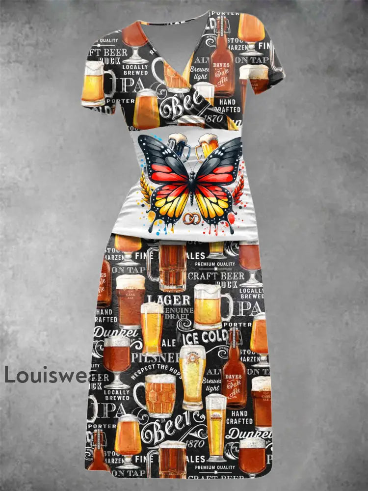 Damen Deutscher Biertag Druck Kleid Wie abgebildet / S