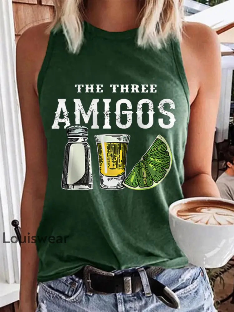 Damen lustig Die drei Amigos Cinco De Mayo Freizeit weste Dunkelgrün / S