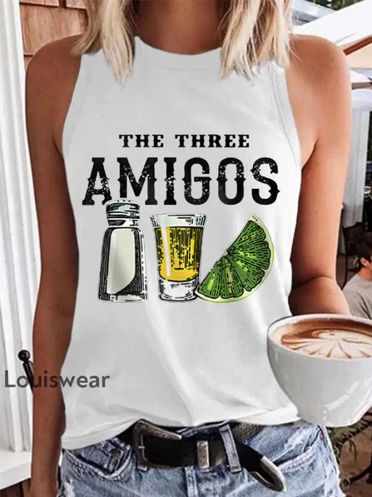 Damen lustig Die drei Amigos Cinco De Mayo Freizeit weste Weiß / S