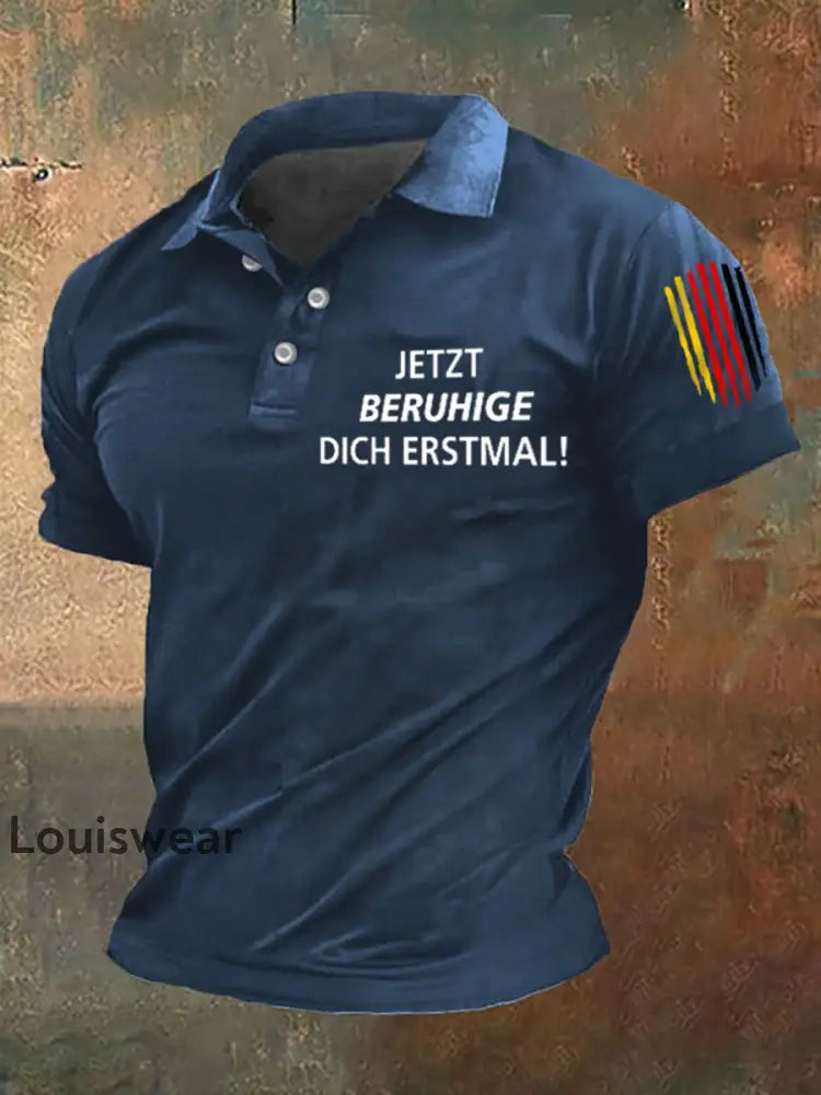 Herren-Polo-Shirt Beruhige dich bedruckt Marineblau / S