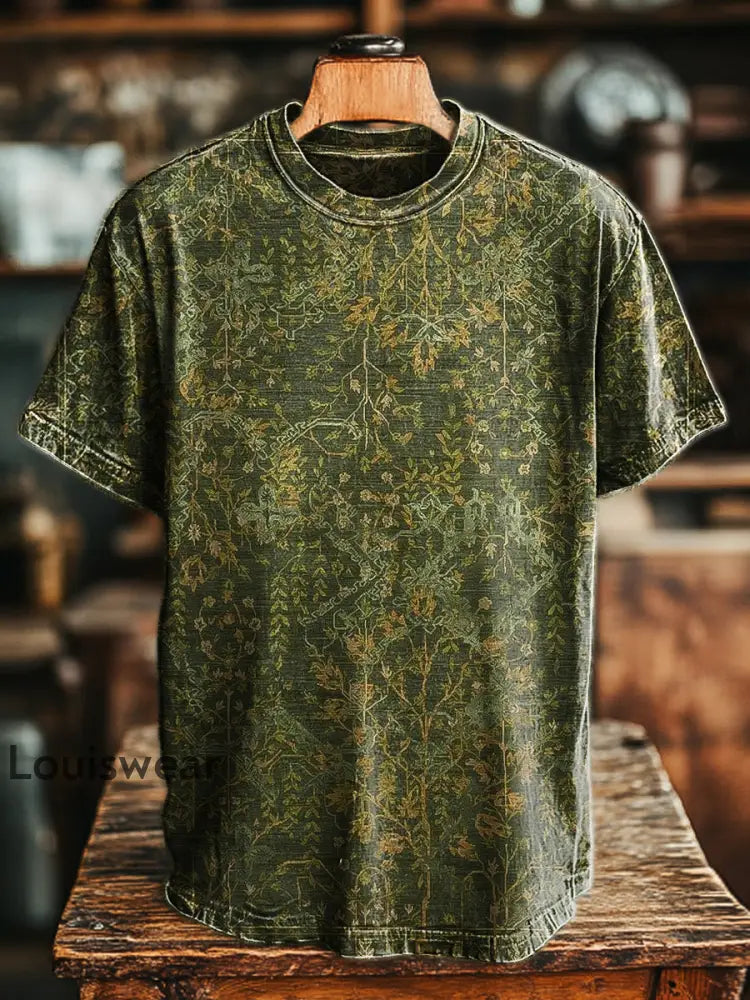 Herren Retro Botanical Floral Print lässig Kurzarm T-Shirt bunt / S