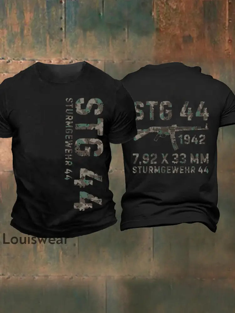 Herren STG 44 T-Shirt mit kurzen Ärmeln Schwarz / S