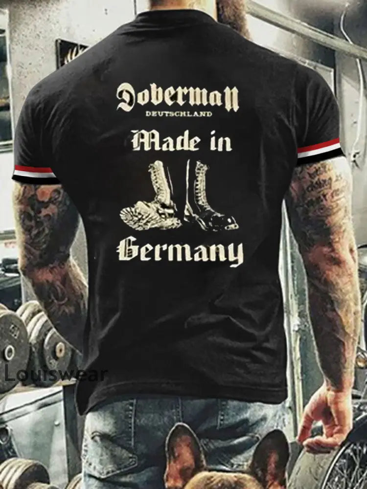 Herren Vintage Deutsche Kunst Grafik Casual T-Shirt A / S