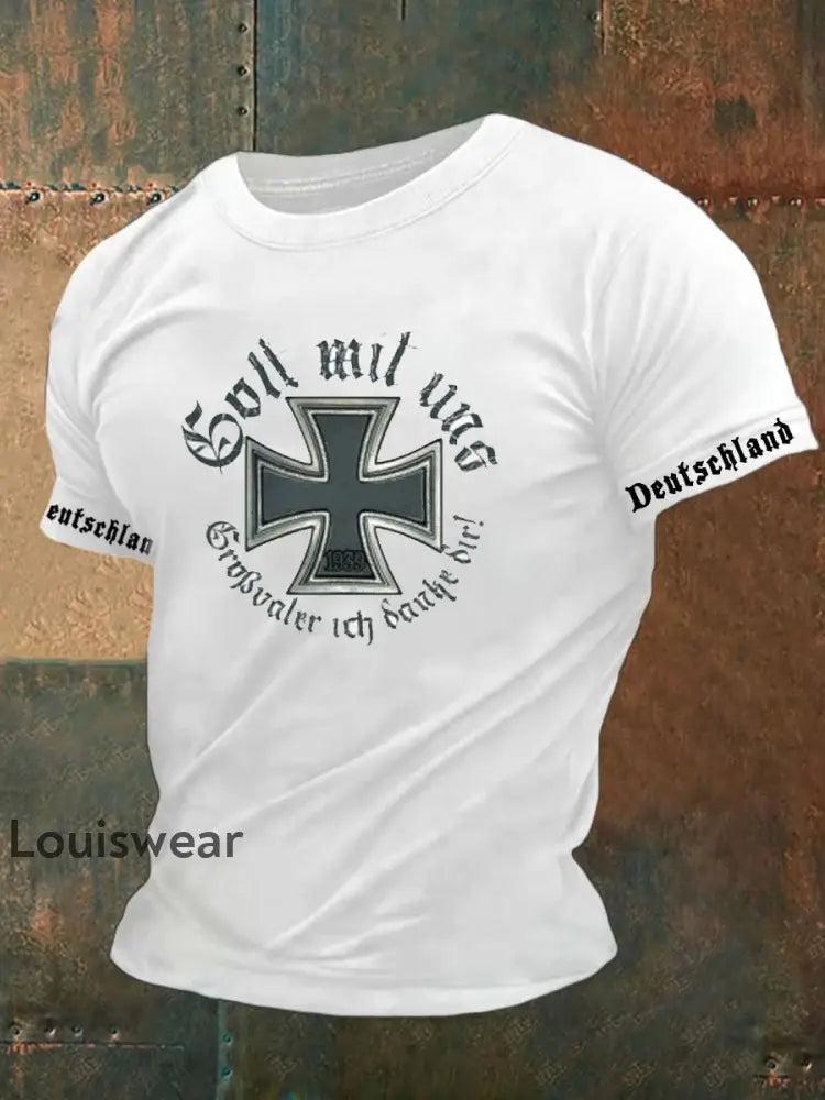 Herren Vintage Deutsche Kunst Grafik Casual T-Shirt A / S