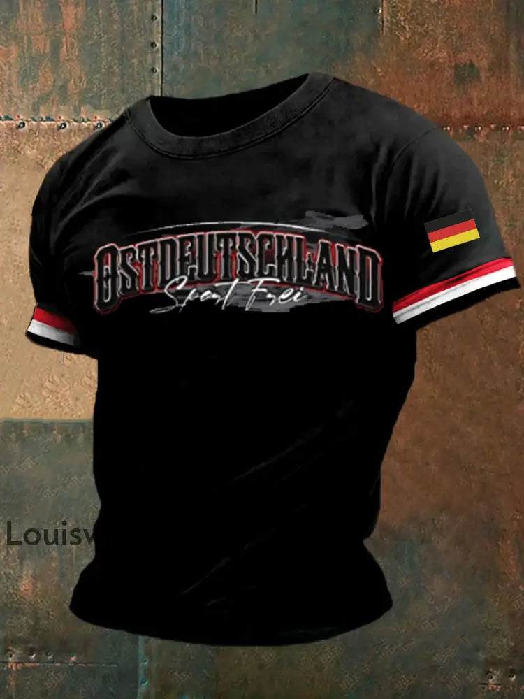 Herren Vintage Deutsche Kunst Grafik Casual T-Shirt A / S