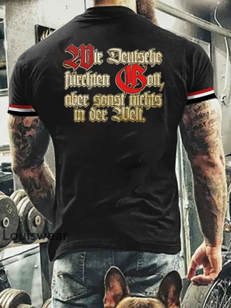 Herren Vintage Deutsche Kunst Grafik Casual T-Shirt A / S