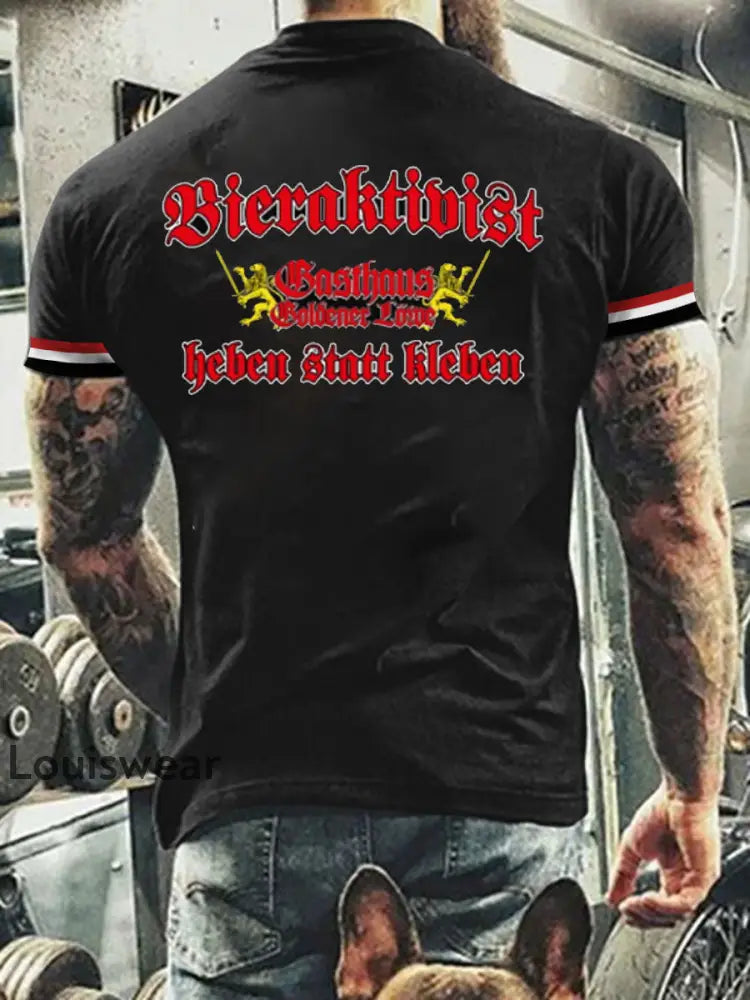 Kurzärmliges T-Shirt für Männer mit deutschem Kunstdruck A / S