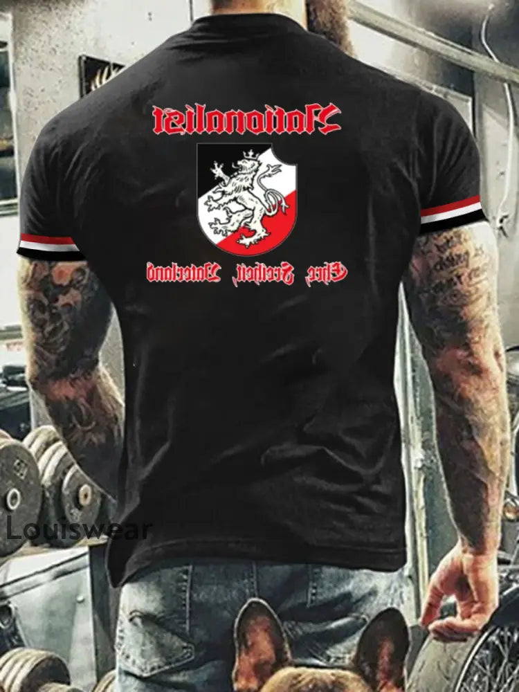 Kurzärmliges T-Shirt für Männer mit deutschem Kunstdruck A / S