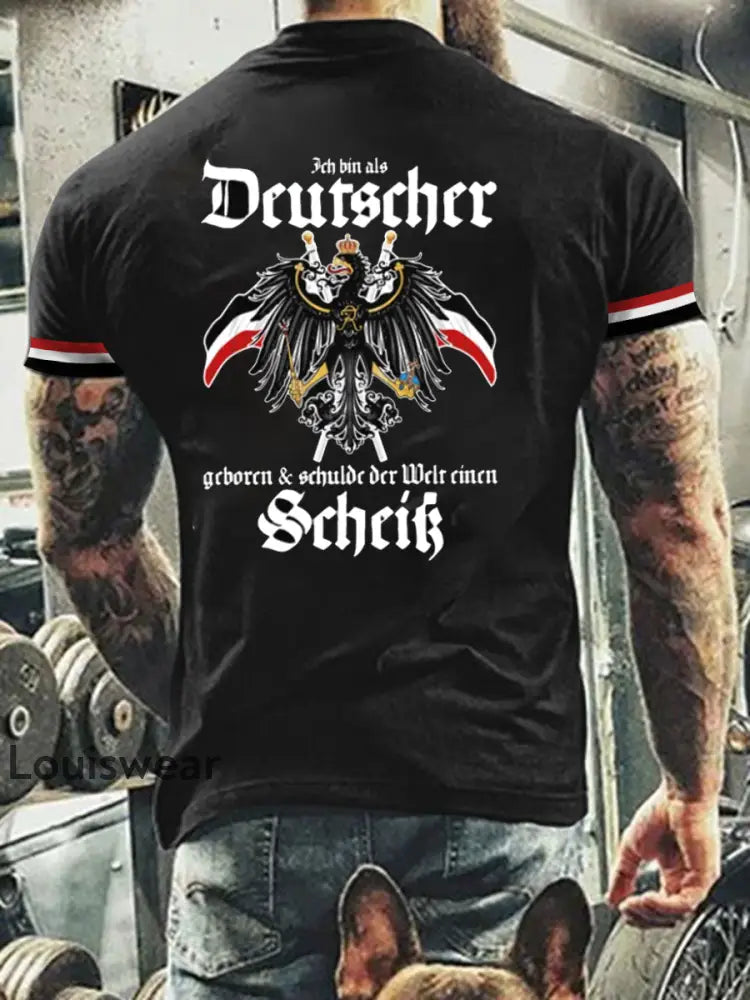 Kurzärmliges T-Shirt für Männer mit deutschem Kunstdruck A / S