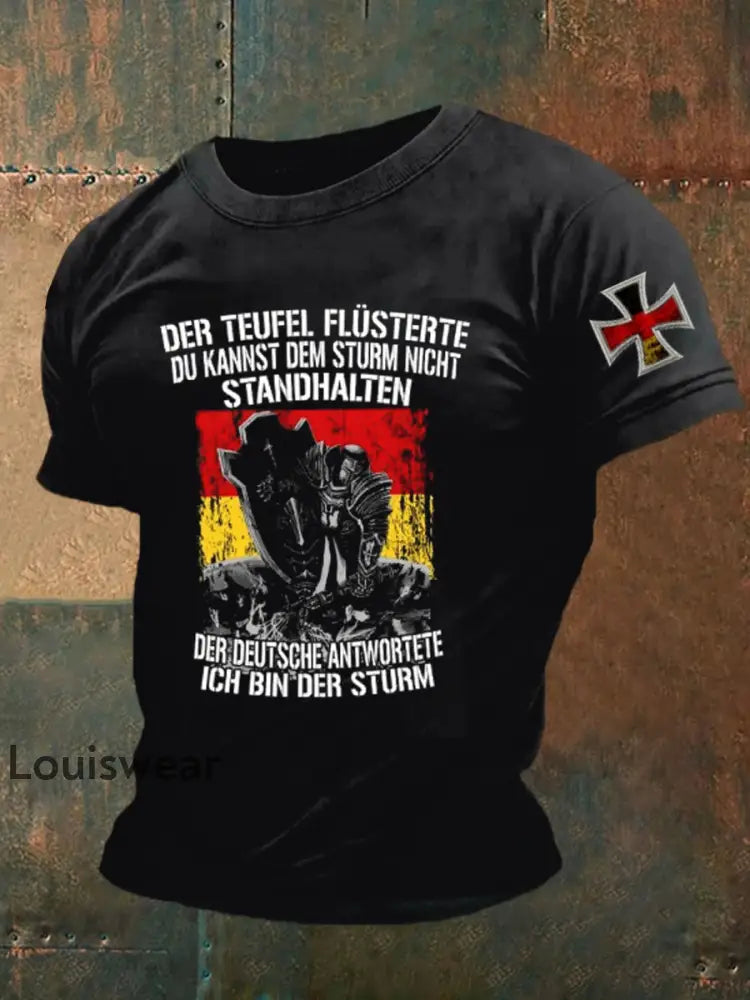 Kurzärmliges T-Shirt für Männer mit deutschem Kunstdruck A / S
