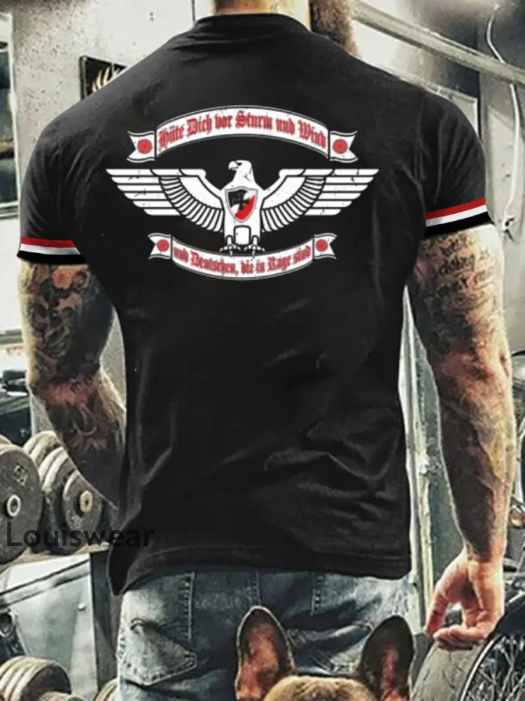 Kurzärmliges T-Shirt für Männer mit deutschem Kunstdruck A / S