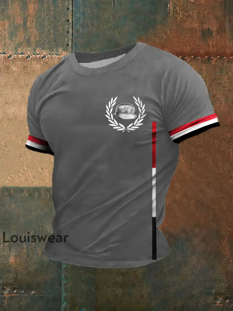 Männer Der Stahlhelm bedrucktes Kurzarm-T-Shirt Hellgrau / S