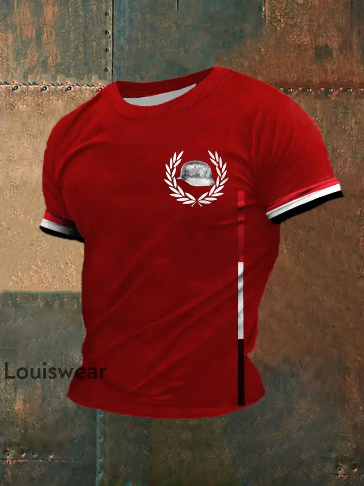 Männer Der Stahlhelm bedrucktes Kurzarm-T-Shirt Rot / S