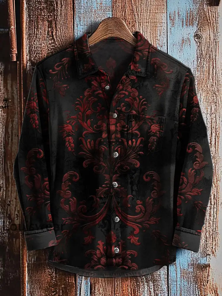 Retro abstraktes Gradienten-Kunstdruck-Lässiges Langarm-Hemd A / S