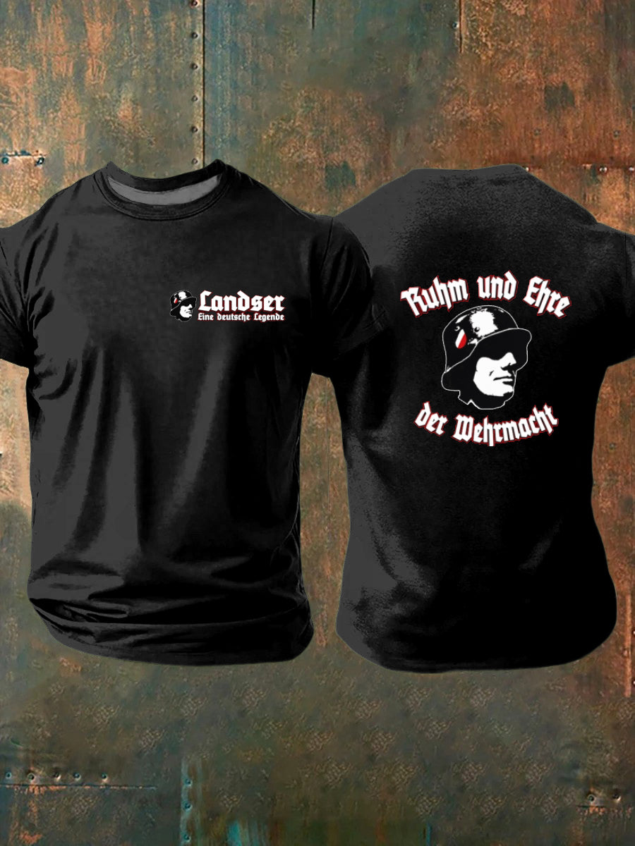 Herren Retro deutsche Kultur und Kunstdruck Casual T-Shirt