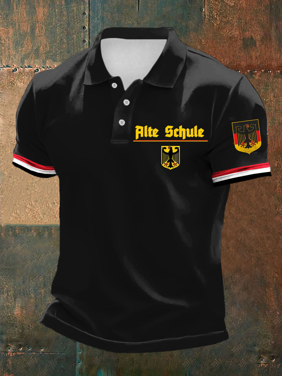 Herren Retro deutscher Kultur-und Kunstdruck Casual Polo