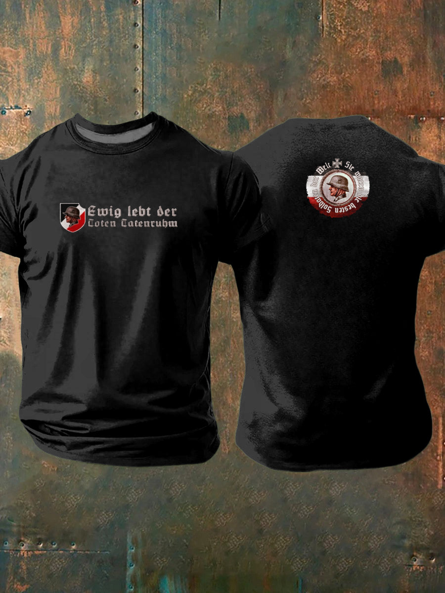 Herren Retro deutsche Kultur und Kunstdruck Casual T-Shirt