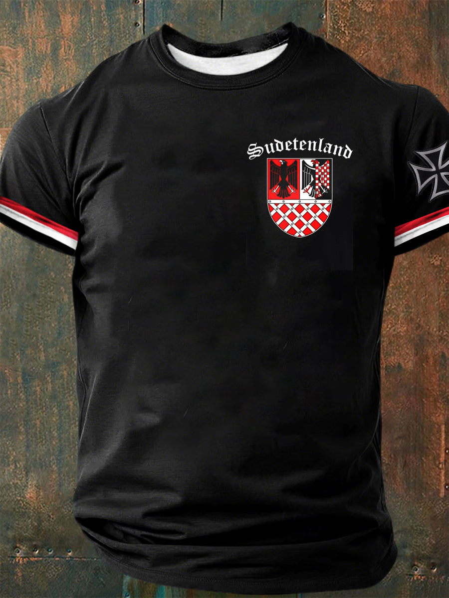 Herren Retro Deutsches Kultur muster Lässiges Kurzarm-T-Shirt