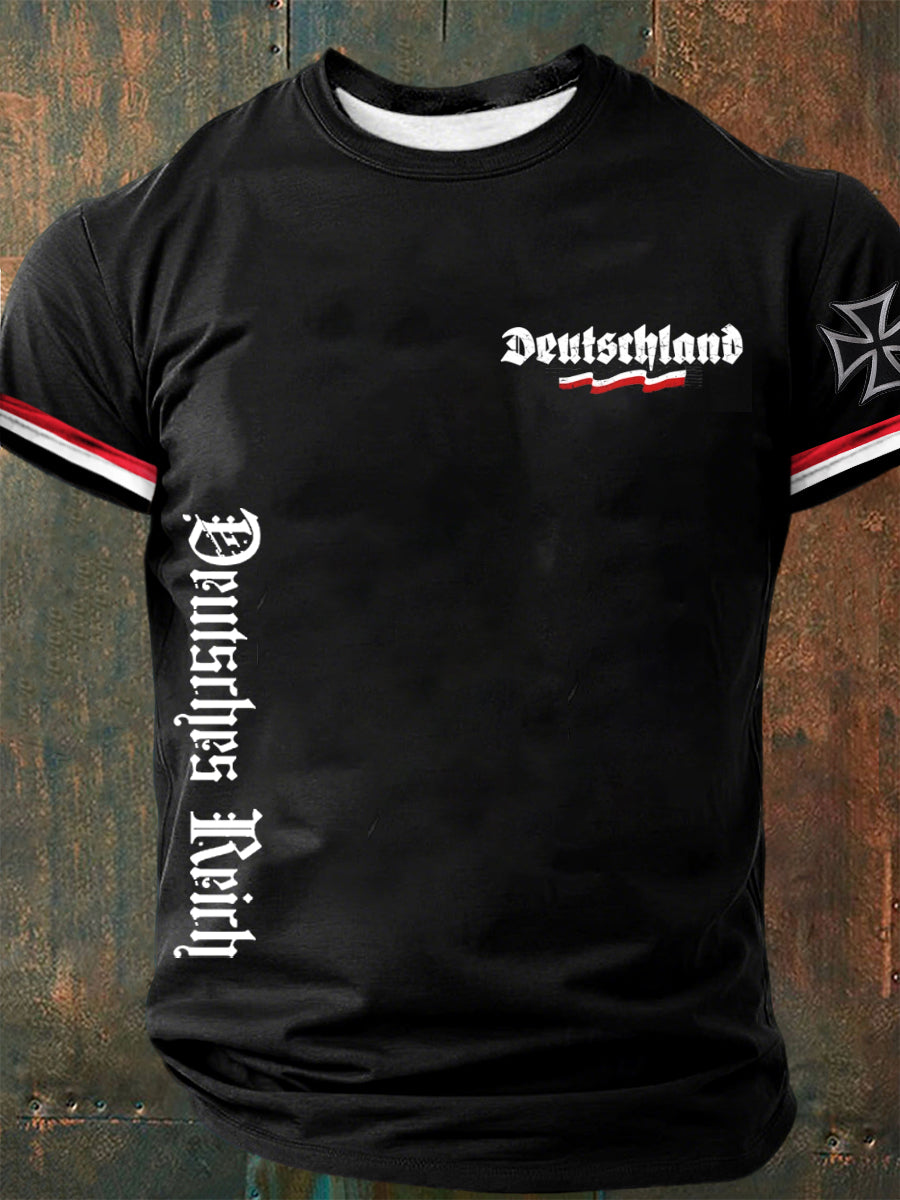 Herren Retro Deutsches Kultur muster Lässiges Kurzarm-T-Shirt