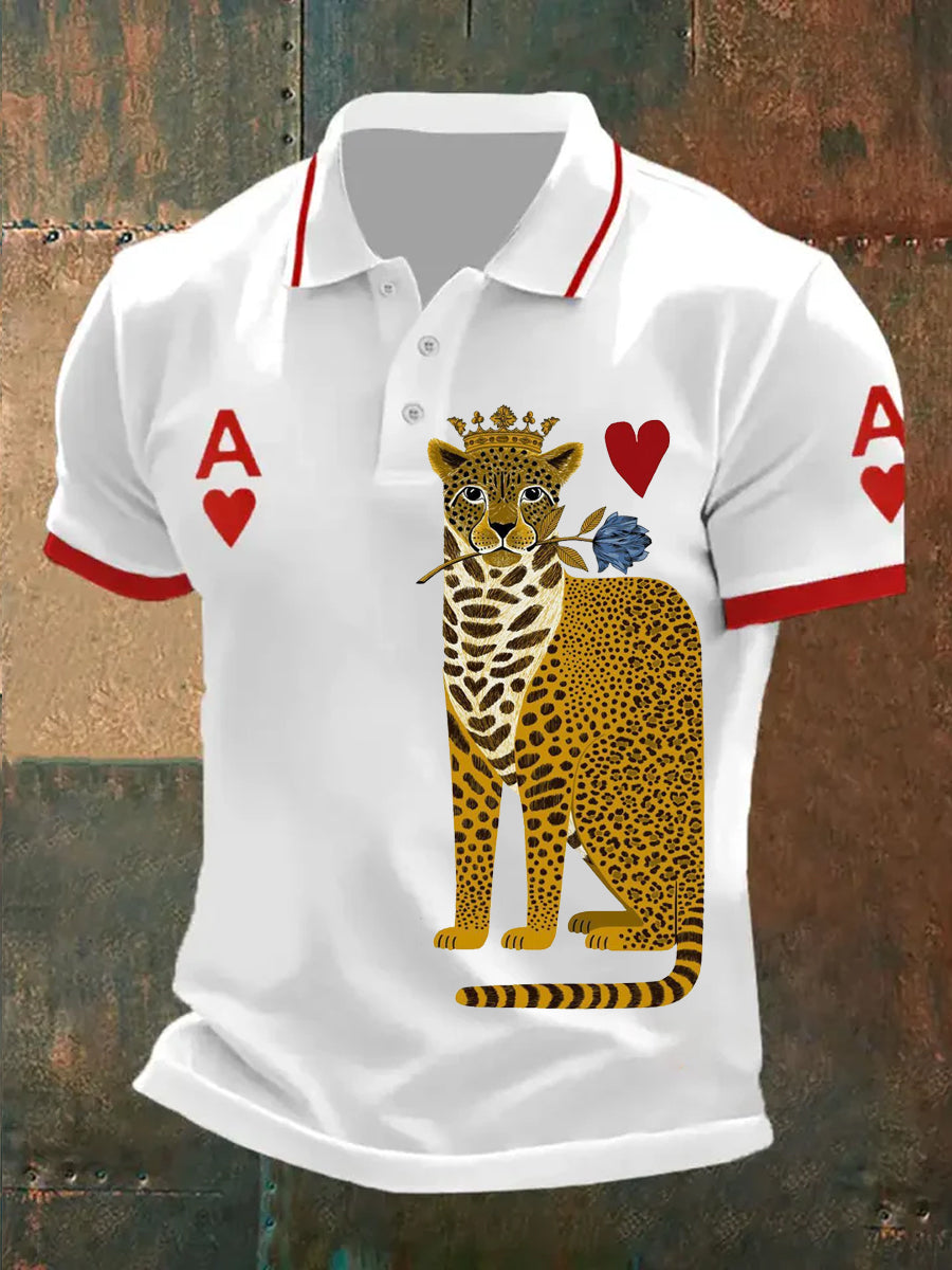 Herren Retro Poker Kunstdruck Casual Polo Shirt