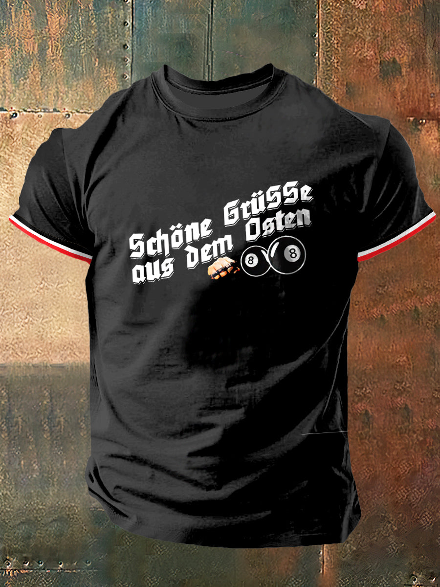 Herren-Kurzarm-T-Shirt mit Billard-Ball druck in Vintage-Mode Nr. 8