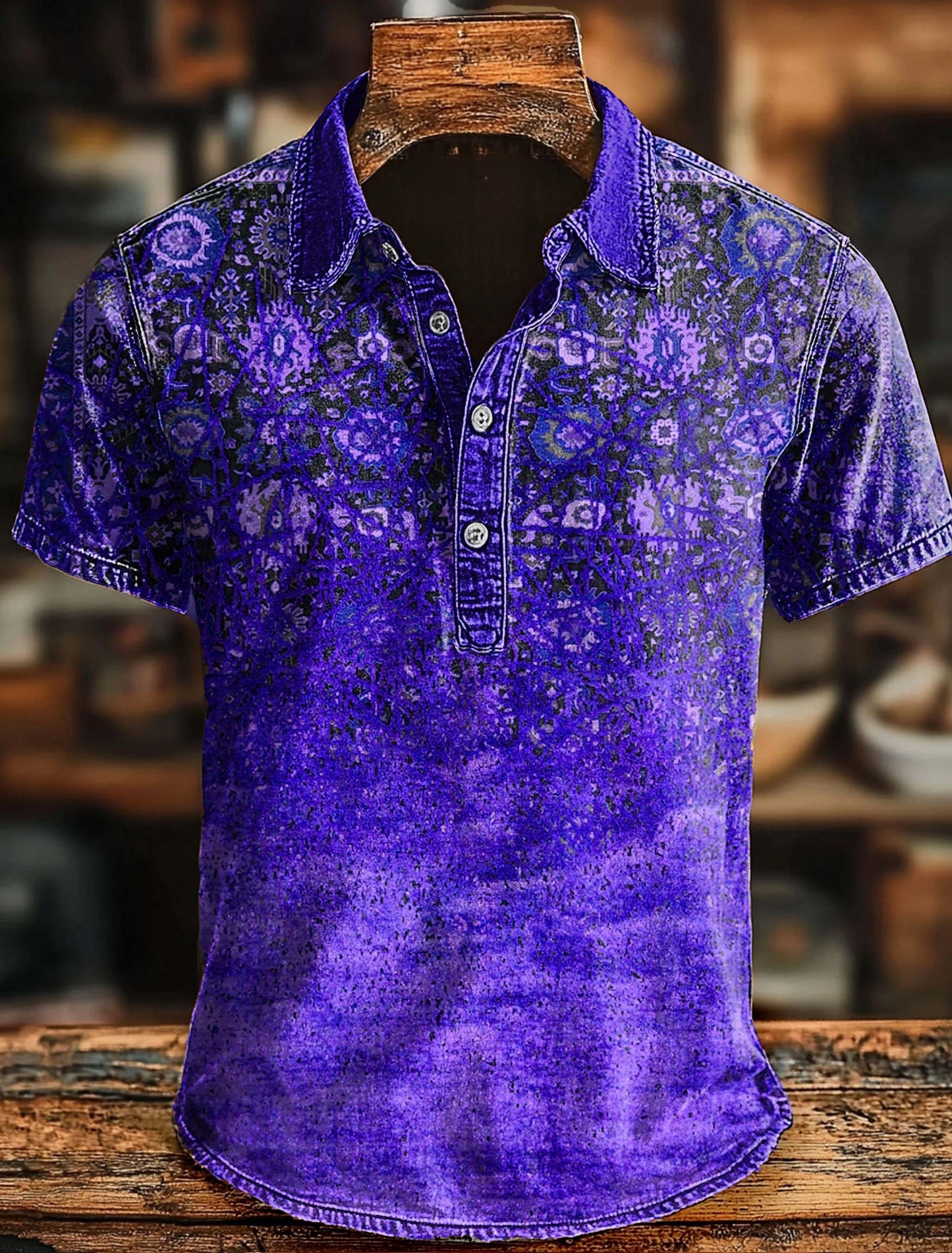 Retro Ethnischer Kunstdruck Casaul Kurzes SLeeve Polo-Shirt