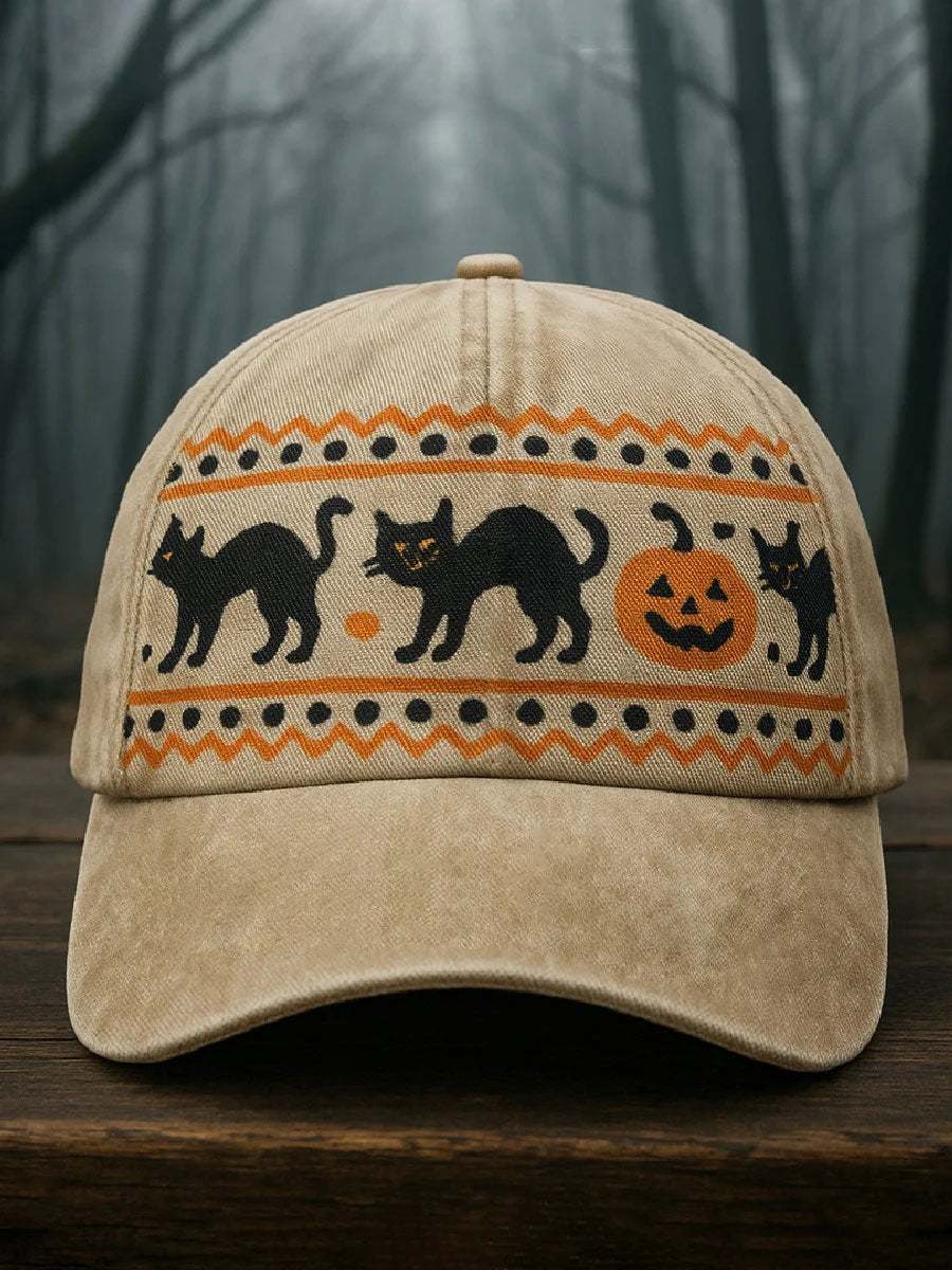 Halloween Schwarze Katze Print Casual Unisex Hut