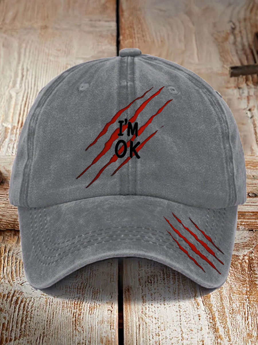 Unisex Lustiges Halloween Ich bin OK Kratz druck Hut