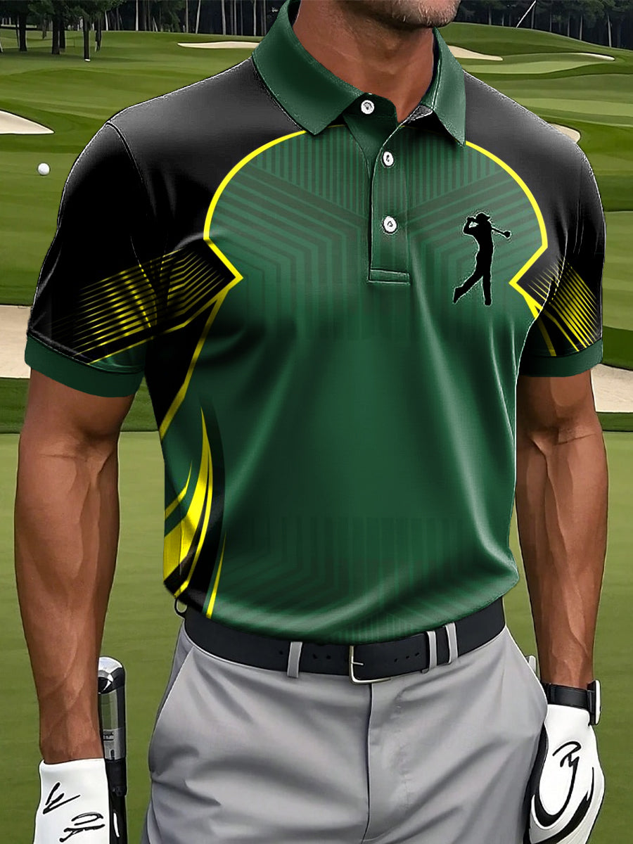 Herren-Multicolor-Linie-Kunstdruck-lässiges Business-Polo-Shirt