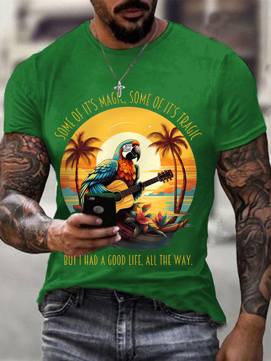 Männer sind etwas von ihr Magie, einige davon sind tragisch, aber ich hatte ein gutes Leben, Papageien gitarre Casual T-Shirt