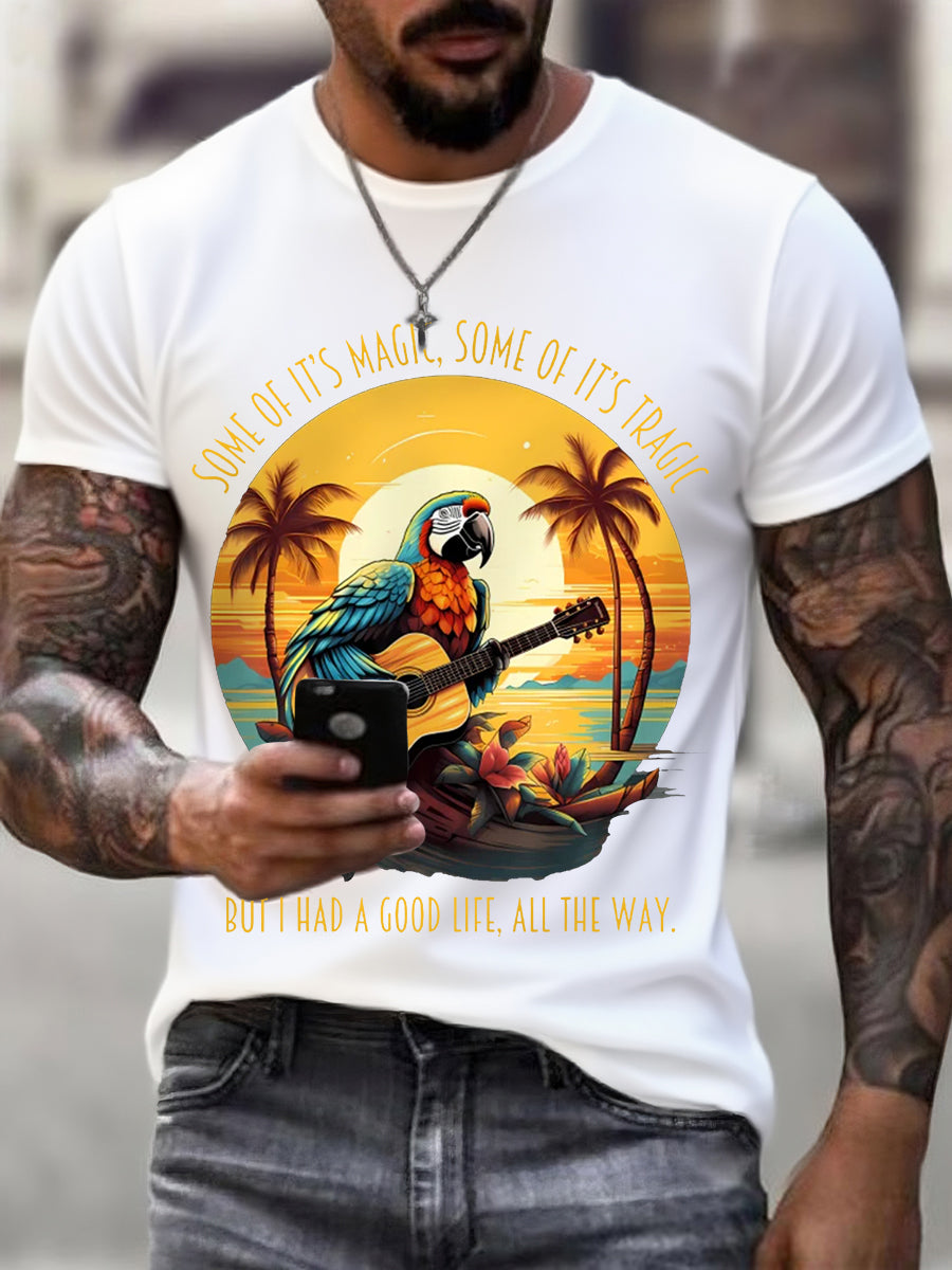 Männer sind etwas von ihr Magie, einige davon sind tragisch, aber ich hatte ein gutes Leben, Papageien gitarre Casual T-Shirt