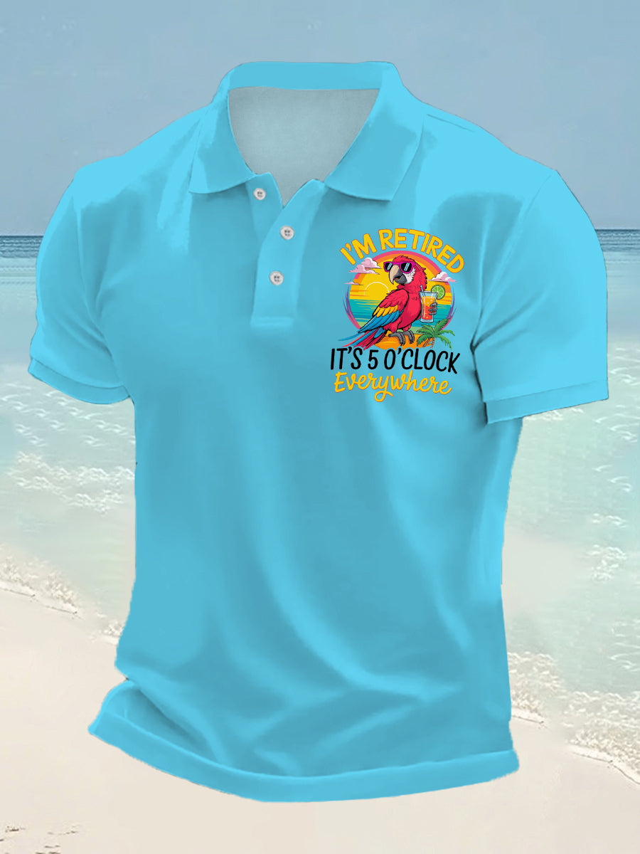 Männer Ich bin im Ruhestand Es ist 5 Uhr Irgendwo Parrot Print Casual Top