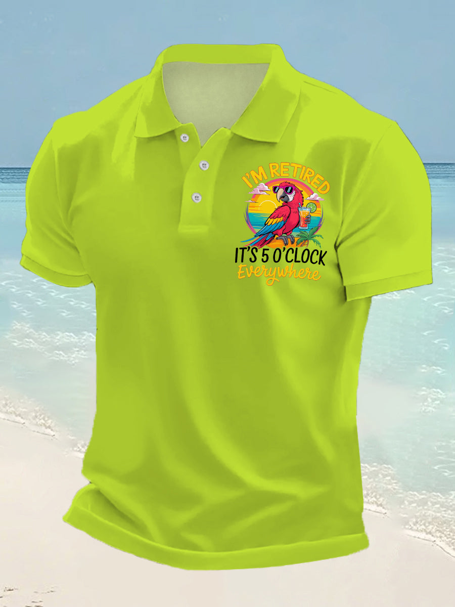 Männer Ich bin im Ruhestand Es ist 5 Uhr Irgendwo Parrot Print Casual Top