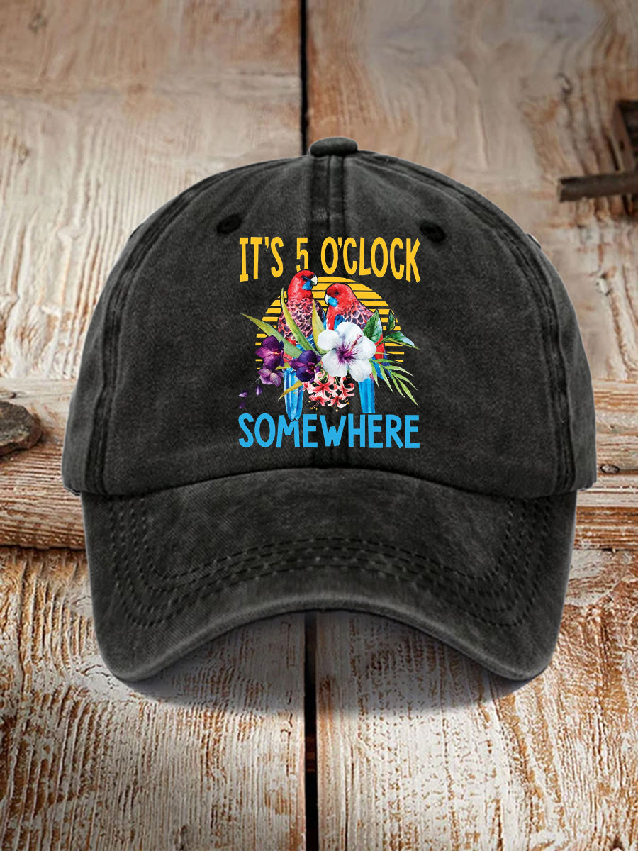Unisex Es ist 5 Uhr Irgendwo Papagei Print Hut