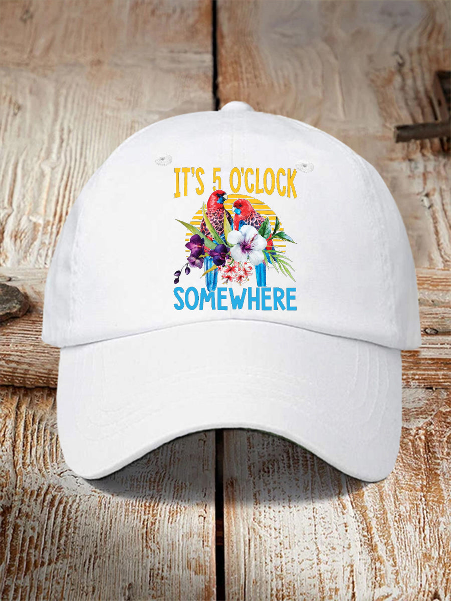 Unisex Es ist 5 Uhr Irgendwo Papagei Print Hut