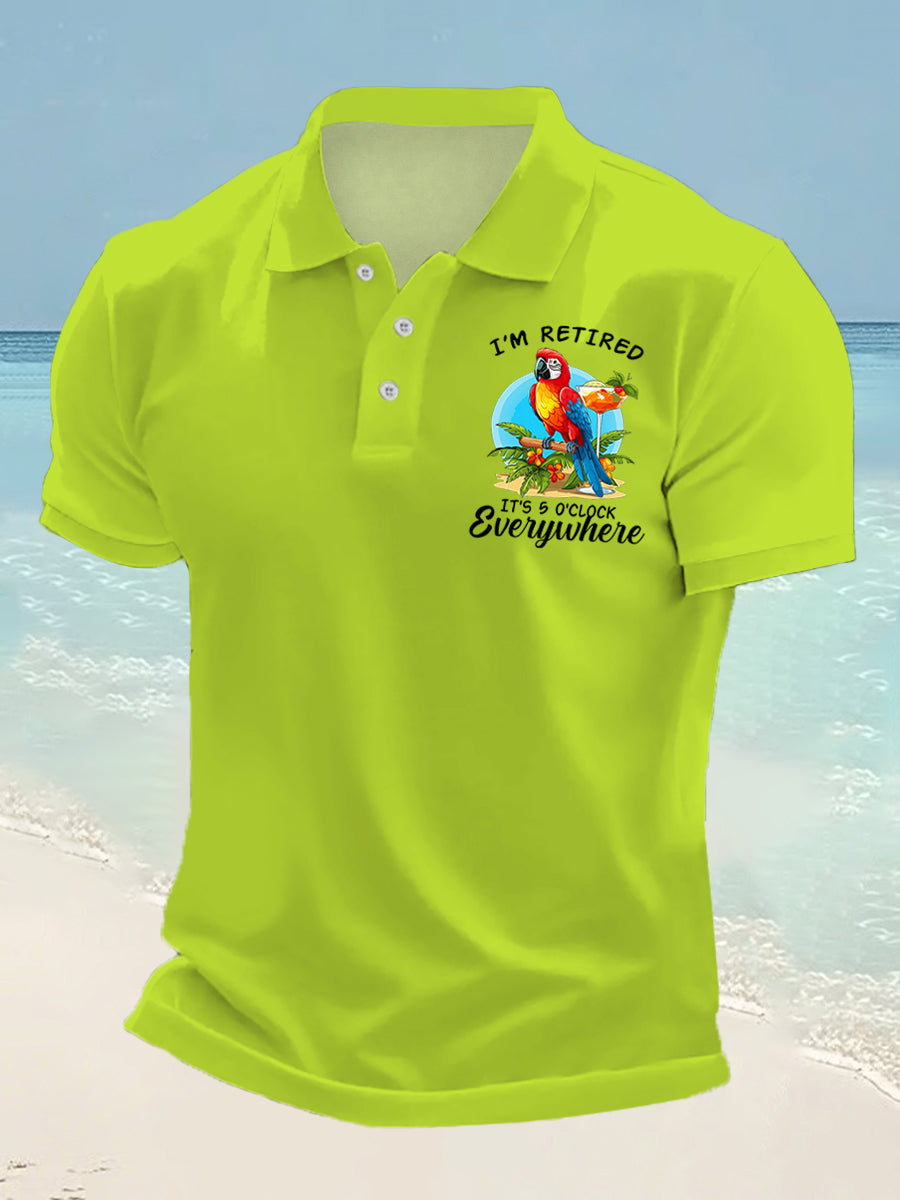 Männer Ich bin im Ruhestand Es ist 5 Uhr Irgendwo Parrot Print Casual Top