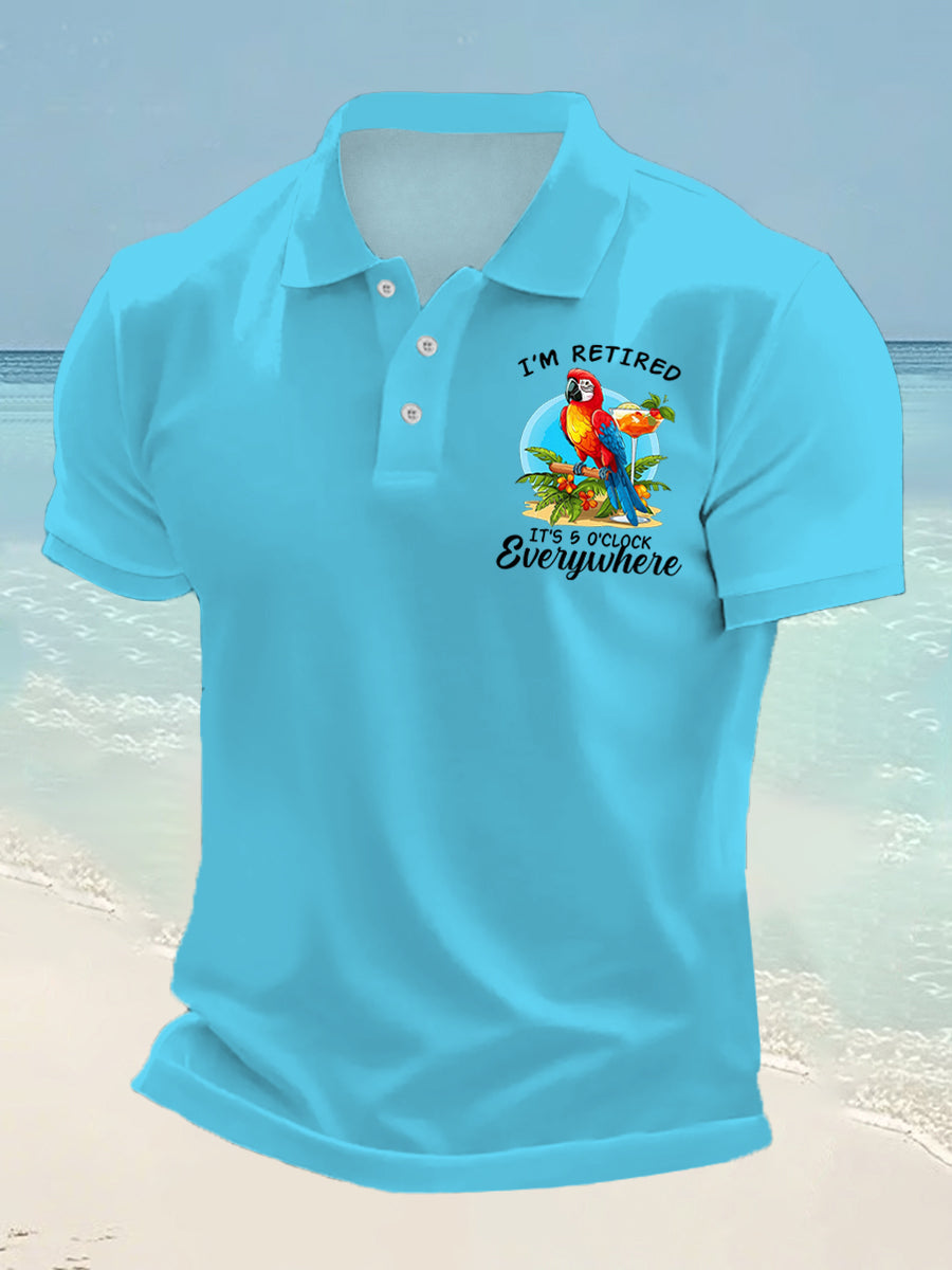 Männer Ich bin im Ruhestand Es ist 5 Uhr Irgendwo Parrot Print Casual Top