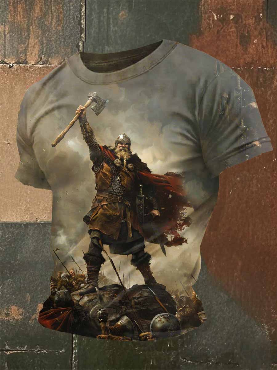 Vintage Tryckt Casual T-Shirt För Män