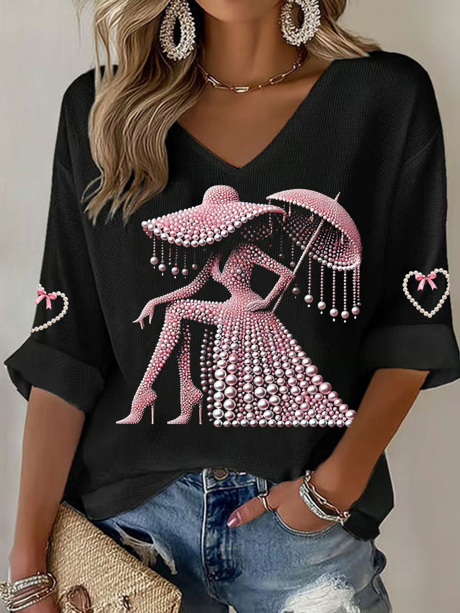 Frauen Brustkrebs Bewusstsein Waffel T-Shirt