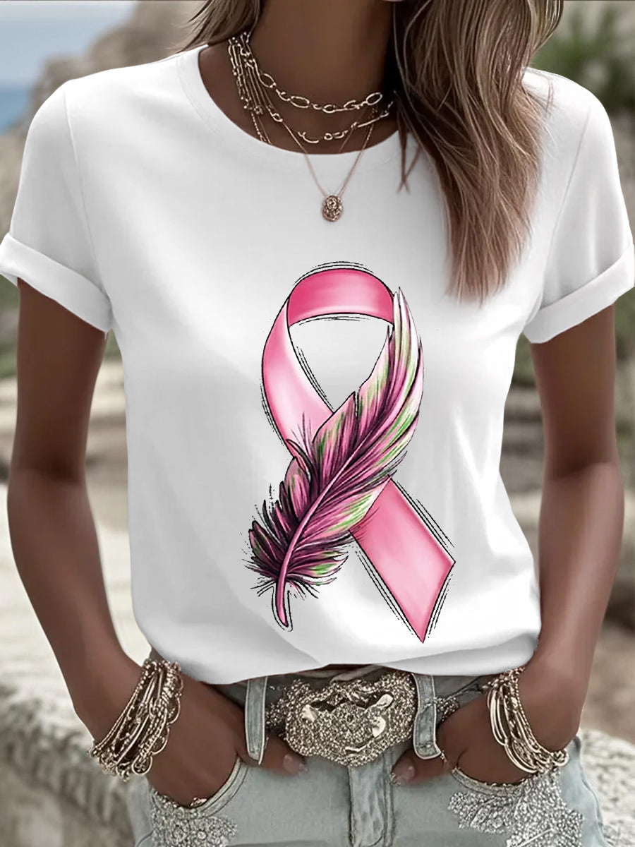 Frauen Brustkrebs Bewusstsein Rosa Band Kurzarm T-Shirt