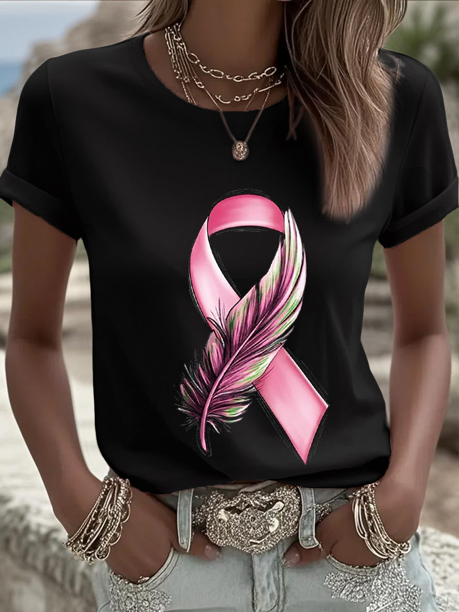 Frauen Brustkrebs Bewusstsein Rosa Band Kurzarm T-Shirt