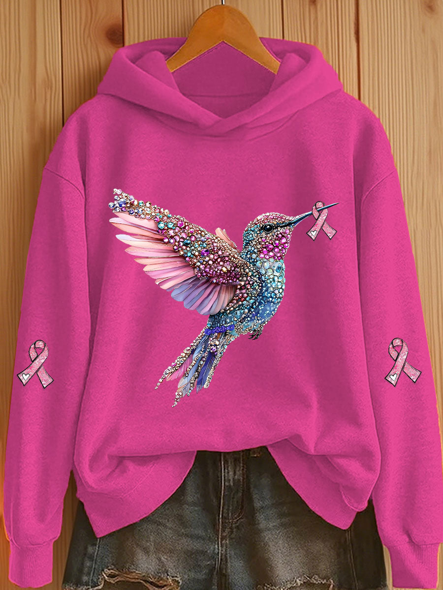 Damen-Kapuzen pullover mit rosa Farbband druck