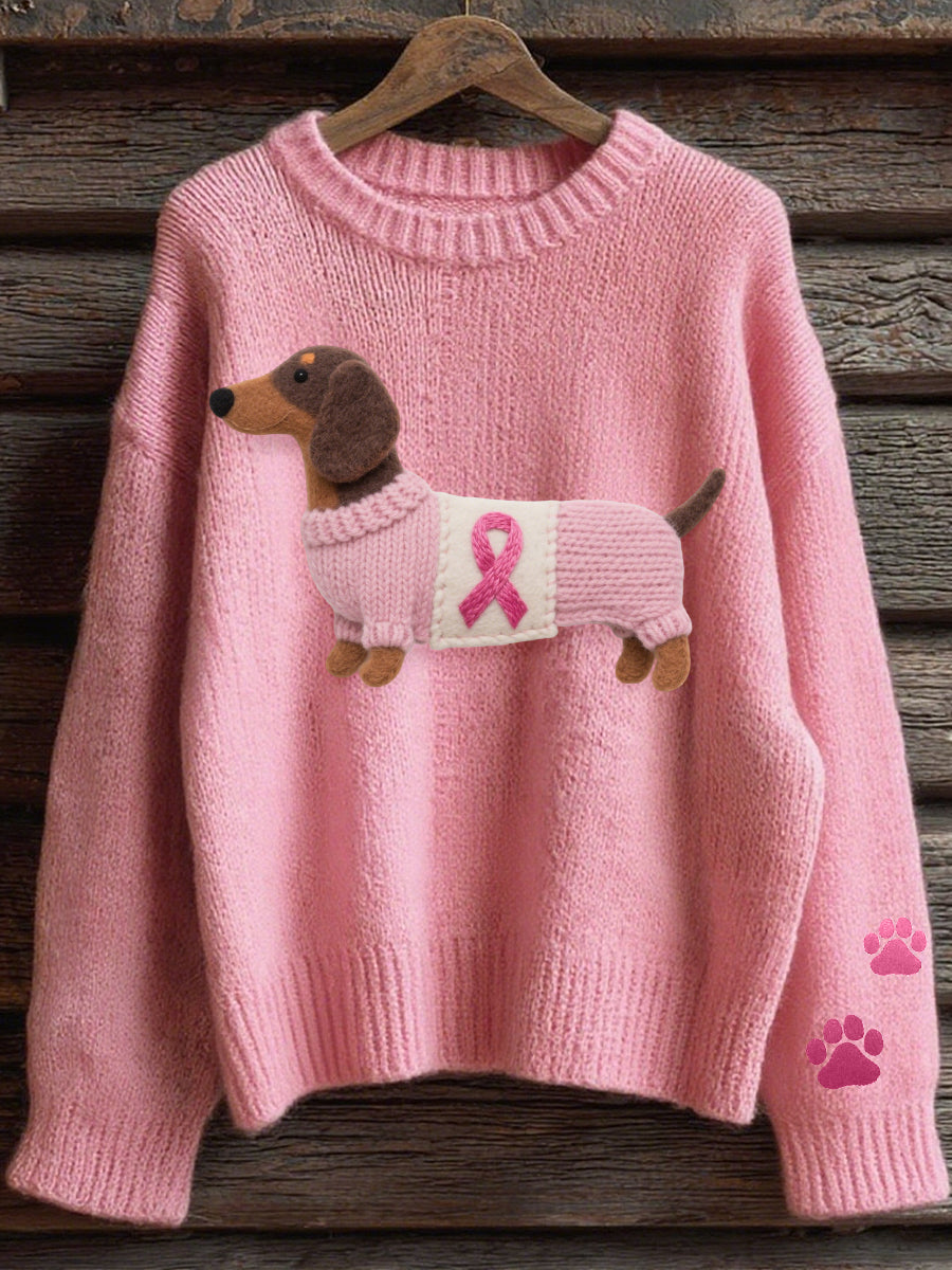 Damen schöne Dackel Muster Gemütliche Strick pullover