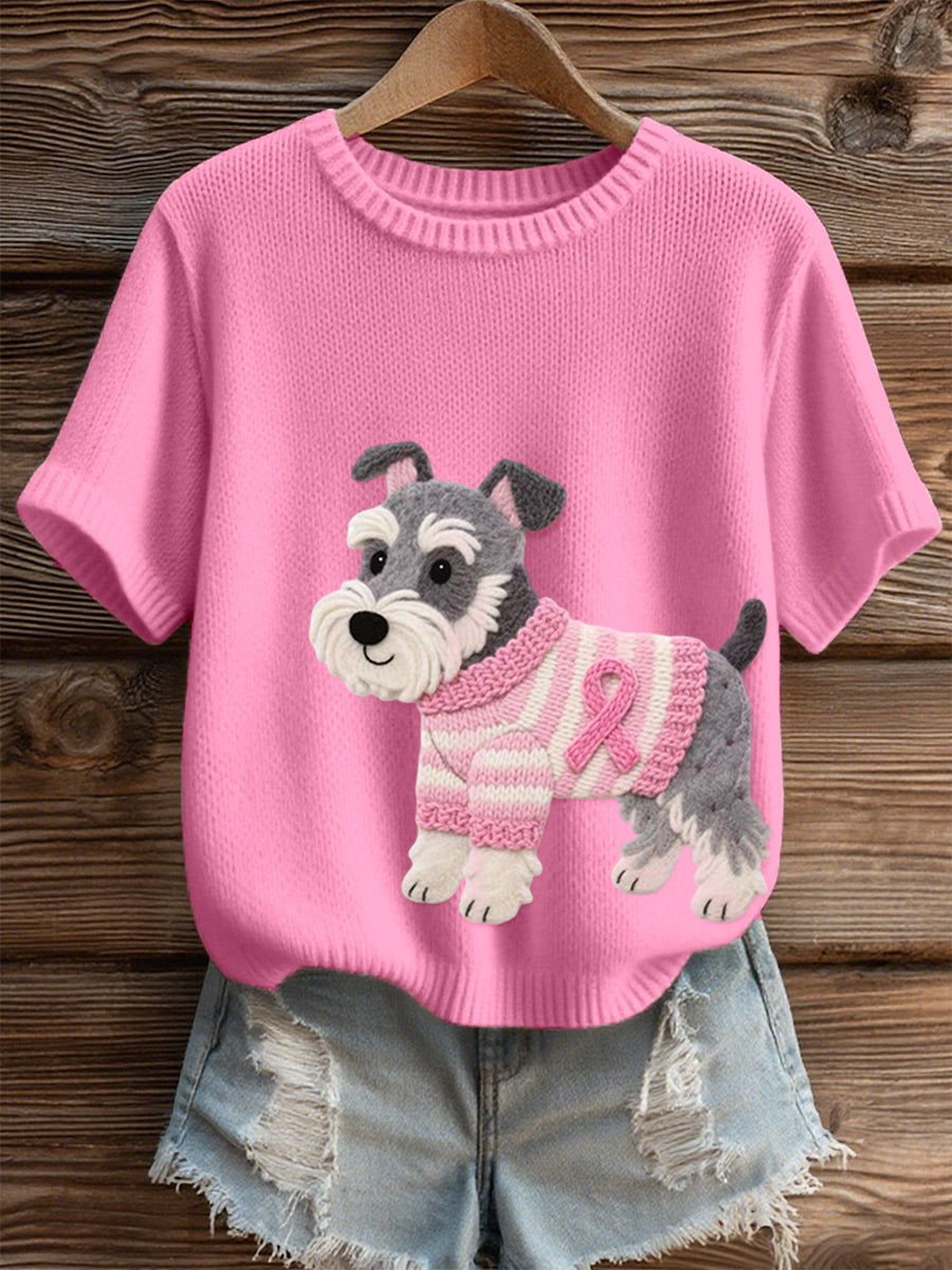 Damen Filz Kunst Schnauzer Hunde muster Gemütliches Strick oberteil