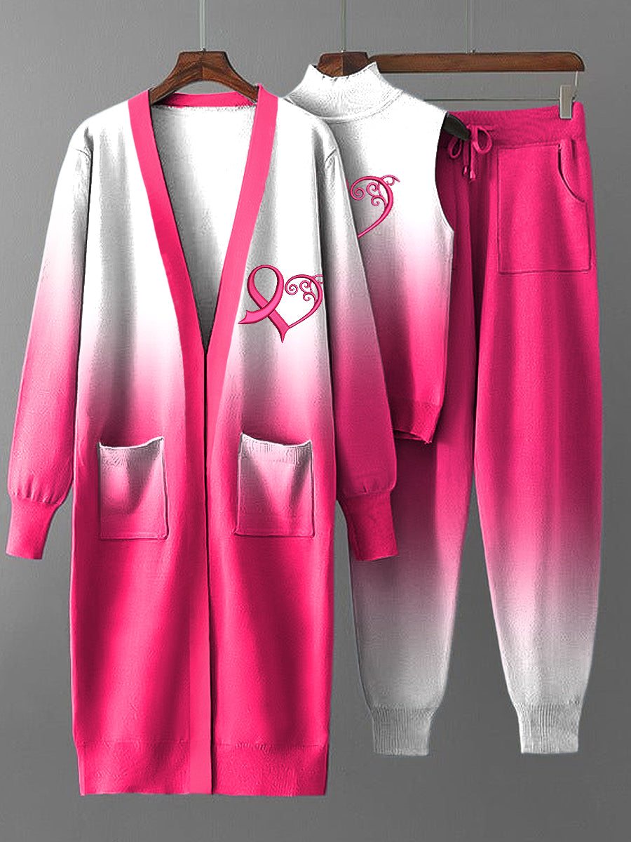 Dreiteiliger Damen-Vintage-Set mit Herz druck