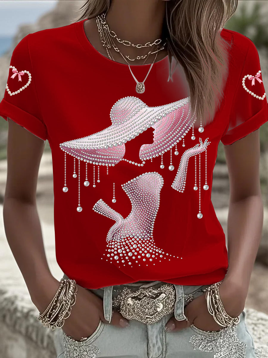 Kurzärmliges T-Shirt für Frauen mit Brustkrebs bewusstsein
