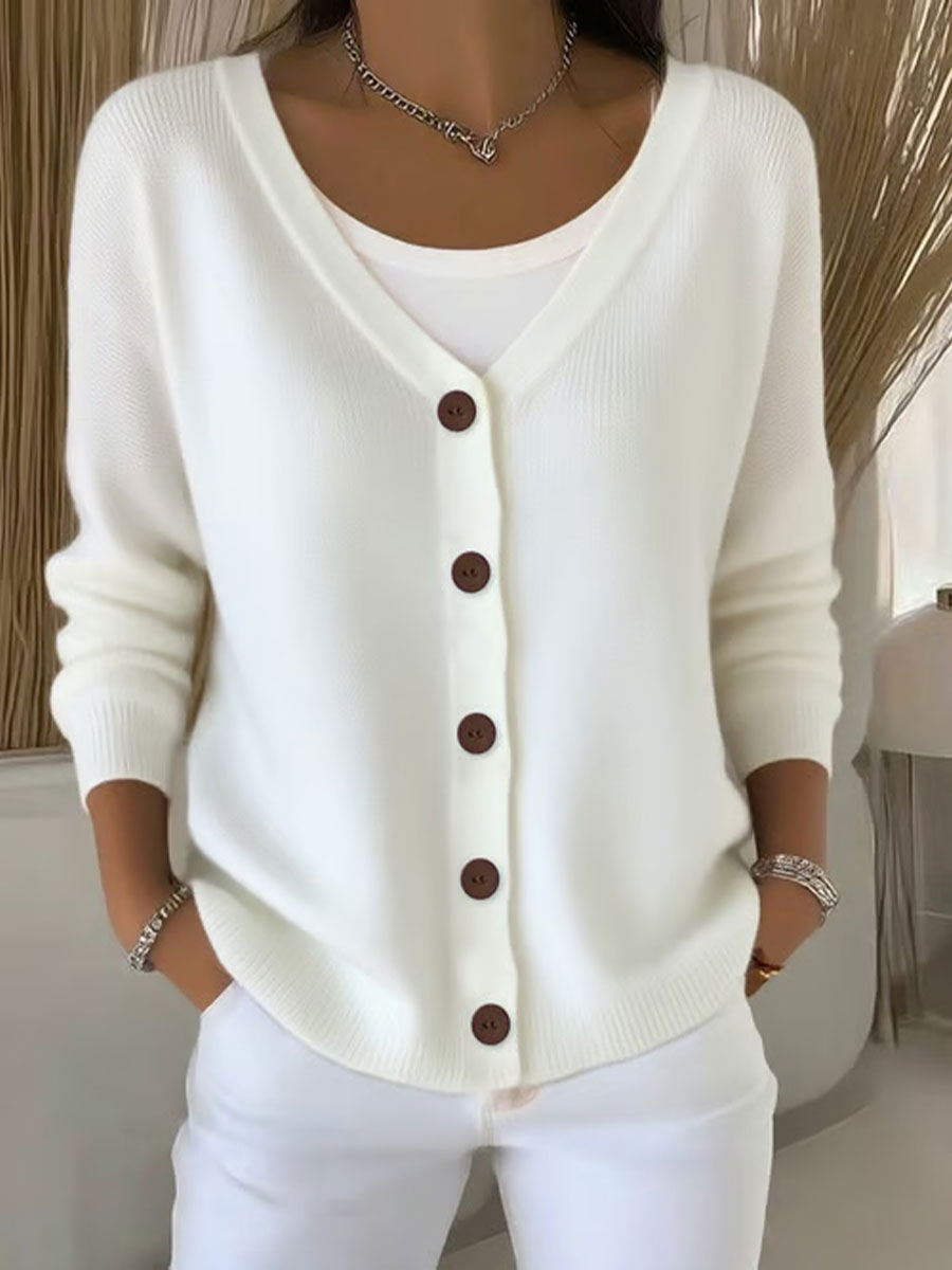 Damen Freizeit-Strickjacke mit Knöpfen