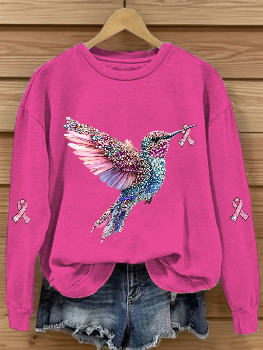 Damen-Sweatshirt mit rosa Farbband druck